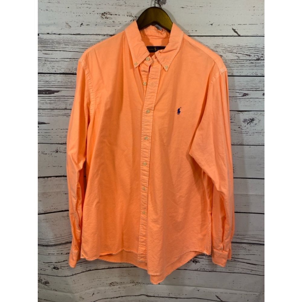 Men's Ralph Lauren Orange Long Sleeve Shirt XL - Picture 2 of 8